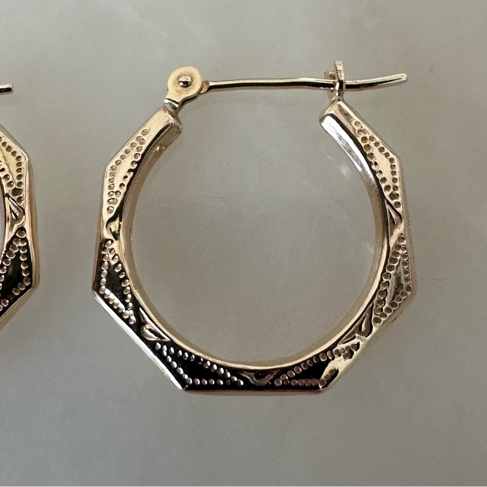 14k Solid Gold Hoop Earrings - Picture 10 of 16